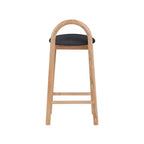 Tabouret de comptoir en similicuir et hévéa, hauteur d'assise 68,5 cm