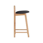 Tabouret de comptoir en similicuir et hévéa, hauteur d'assise 68,5 cm