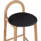 Tabouret de comptoir en similicuir et hévéa, hauteur d'assise 68,5 cm
