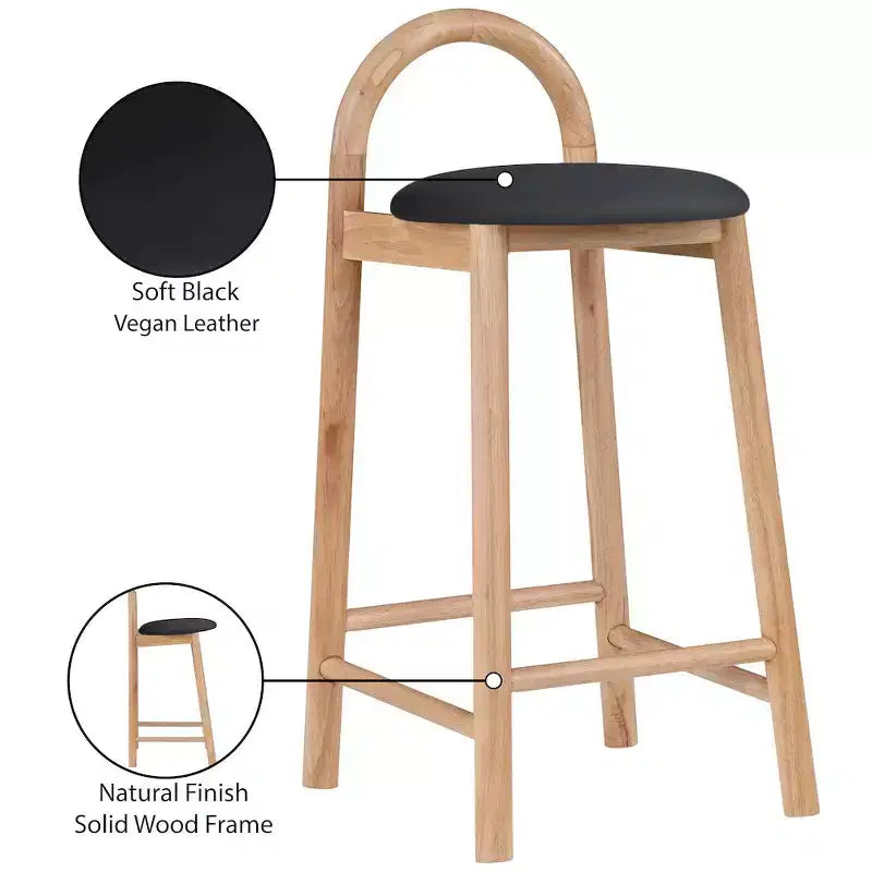 Rubberwood Faux Leather Upholstered Counter Stool 27" Seat Height