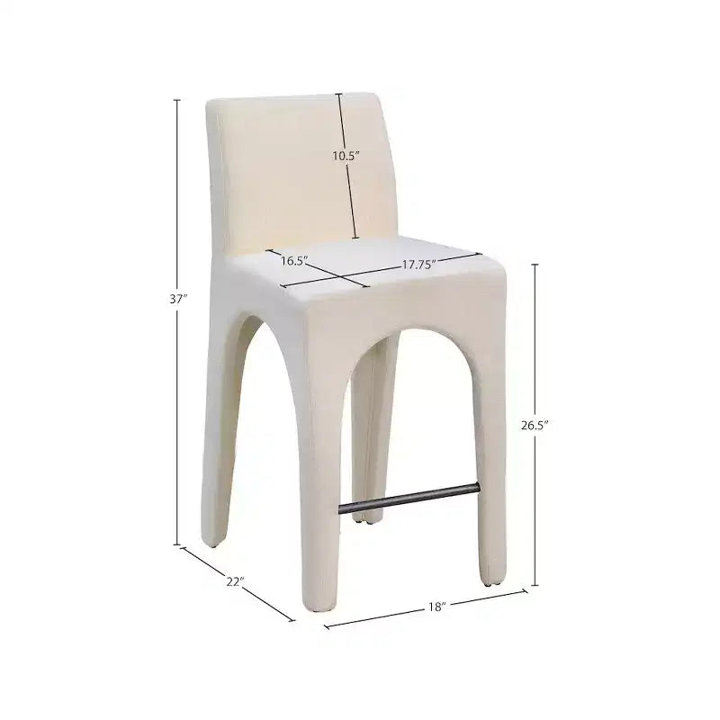 Wood Linen Upholstered Counter Stool 26.5" Seat Height