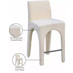 Tabouret de comptoir en bois et lin, hauteur d'assise 67,3 cm