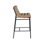 Tabouret de bar en bois d'hévéa et similicuir, hauteur d'assise 76 cm
