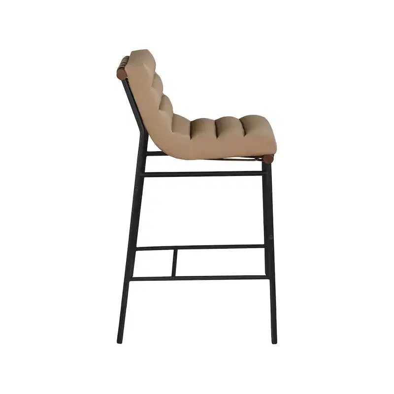 Rubberwood Faux Leather Upholstered Bar Stool 29.9" Seat Height