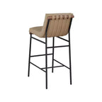 Tabouret de bar en bois d'hévéa et similicuir, hauteur d'assise 76 cm