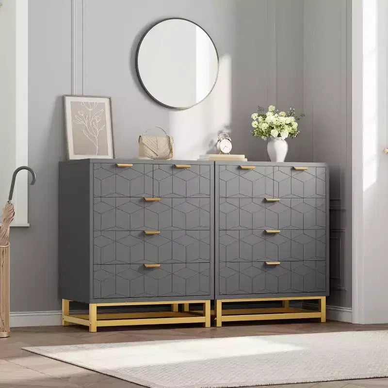 MDF 5-Drawer Dresser with Metal Legs