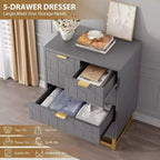 Commode 5 tiroirs en MDF avec pieds en métal