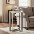 Pixie Round Bubble Glass Accent Table - AMH8354A - Silver/Clear - Safavieh Couture