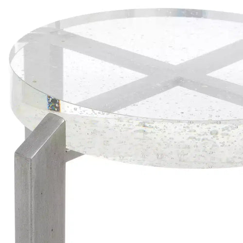 Glass and Metal Round Bubble Accent Table
