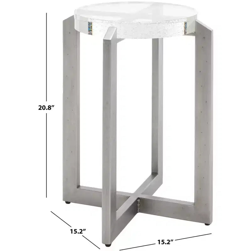 Glass and Metal Round Bubble Accent Table