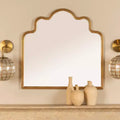 Metal Wavy Scalloped Arched Wall Mirror Gold 27.5"W x 27.12"H