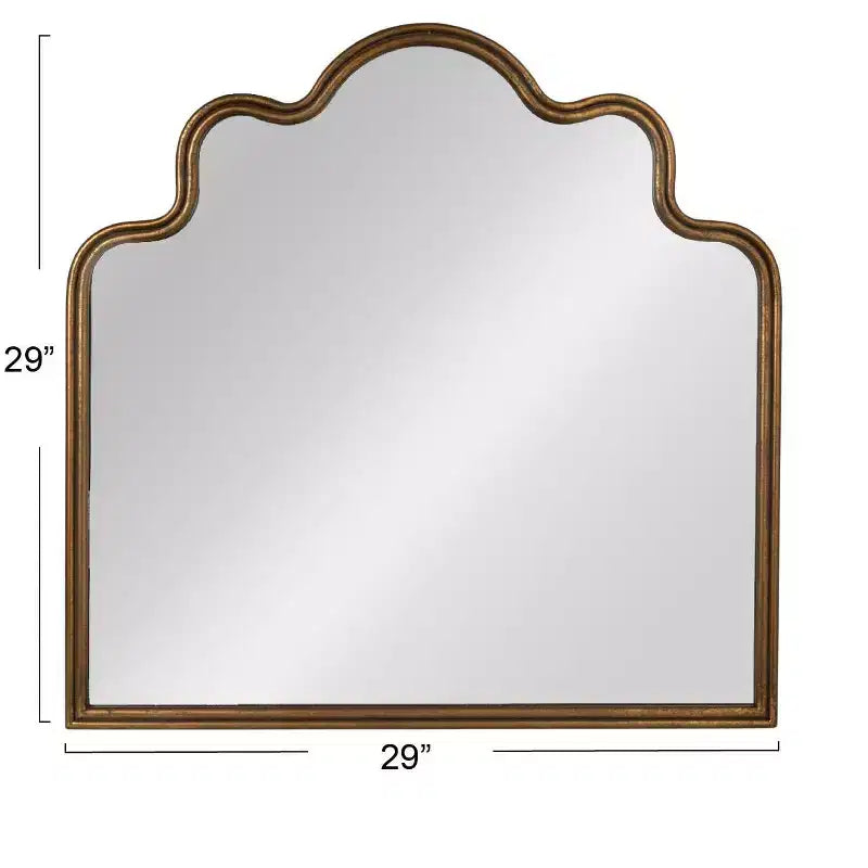 Metal Wavy Scalloped Arched Wall Mirror Gold 27.5"W x 27.12"H