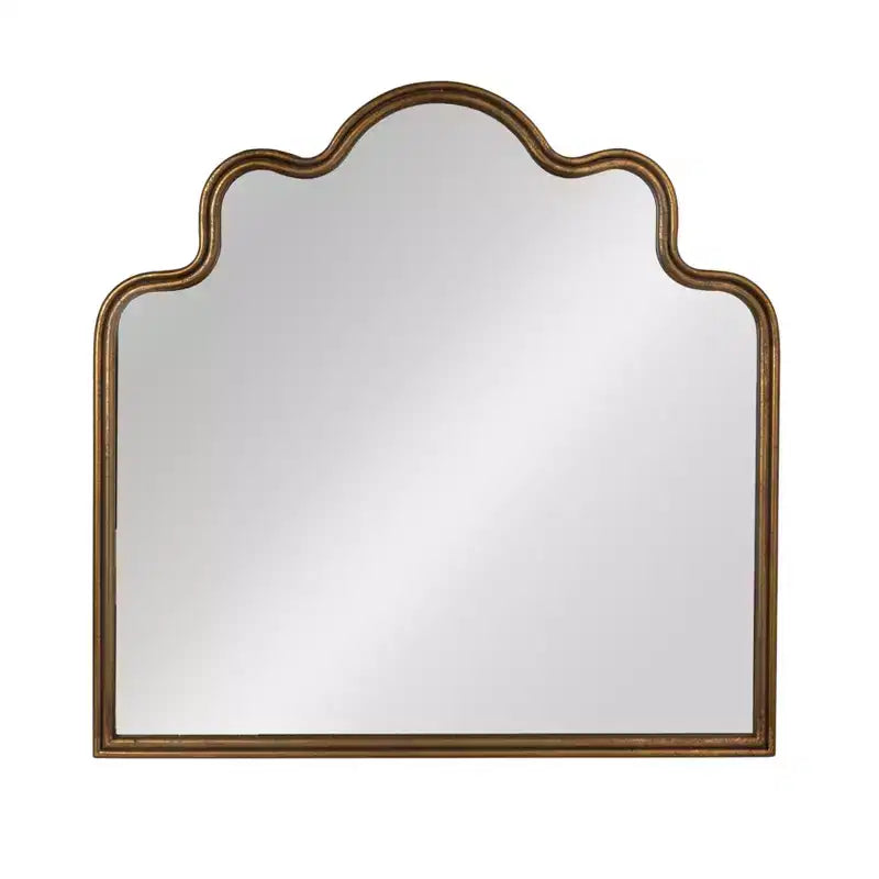 Metal Wavy Scalloped Arched Wall Mirror Gold 27.5"W x 27.12"H