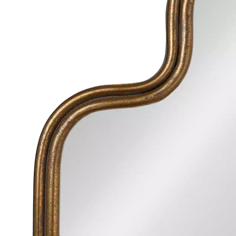 Metal Wavy Scalloped Arched Wall Mirror Gold 27.5"W x 27.12"H