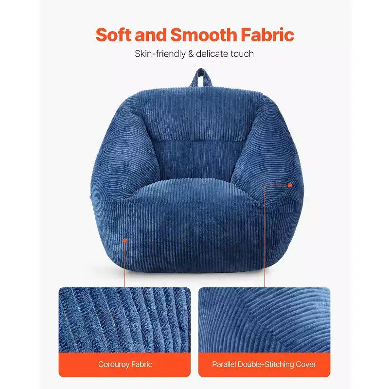 Memory Foam Polyester Velvet Bean Bag Chair 3 Feet