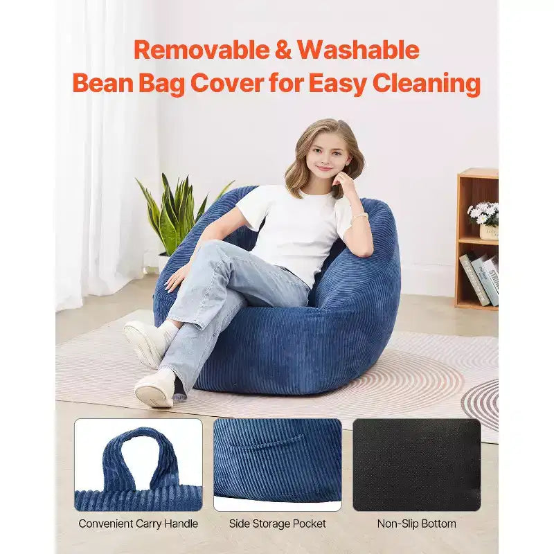 Memory Foam Polyester Velvet Bean Bag Chair 3 Feet