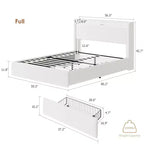 Lit plateforme double en métal rembourré en bouclé avec 4 tiroirs de rangement et lumières LED
