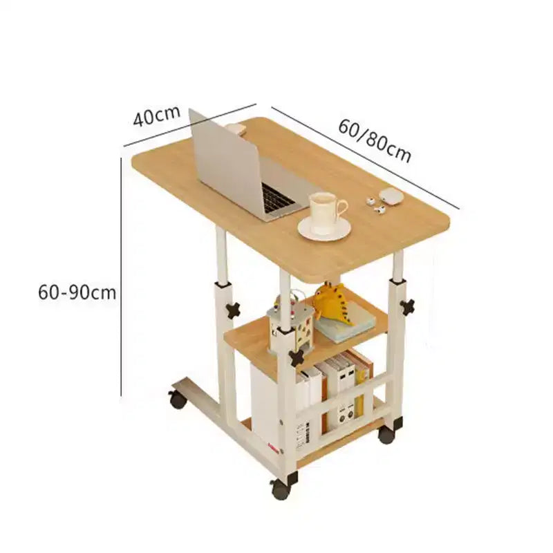 Metal MDF C-Shaped Adjustable Height Rolling Laptop Desk 60x40cm