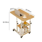Bureau d'ordinateur portable roulant à hauteur réglable en MDF et métal en forme de C 60x40cm