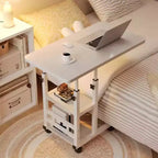 Bureau d'ordinateur portable roulant à hauteur réglable en MDF et métal en forme de C 60x40cm