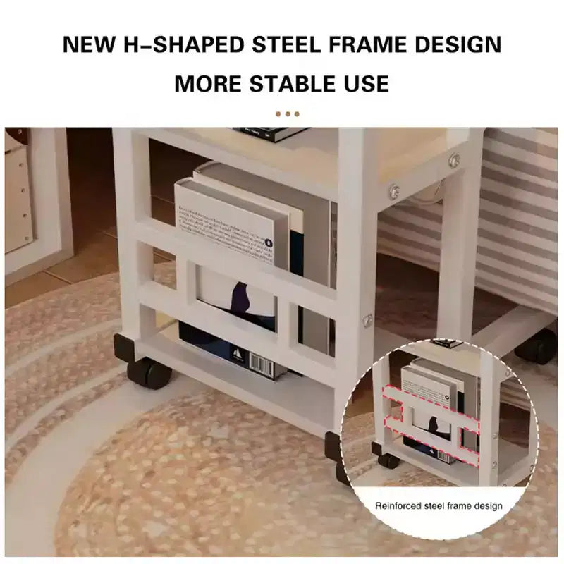 Metal MDF C-Shaped Adjustable Height Rolling Laptop Desk 60x40cm