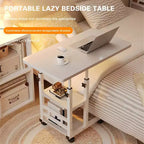 Bureau d'ordinateur portable roulant à hauteur réglable en MDF et métal en forme de C 60x40cm