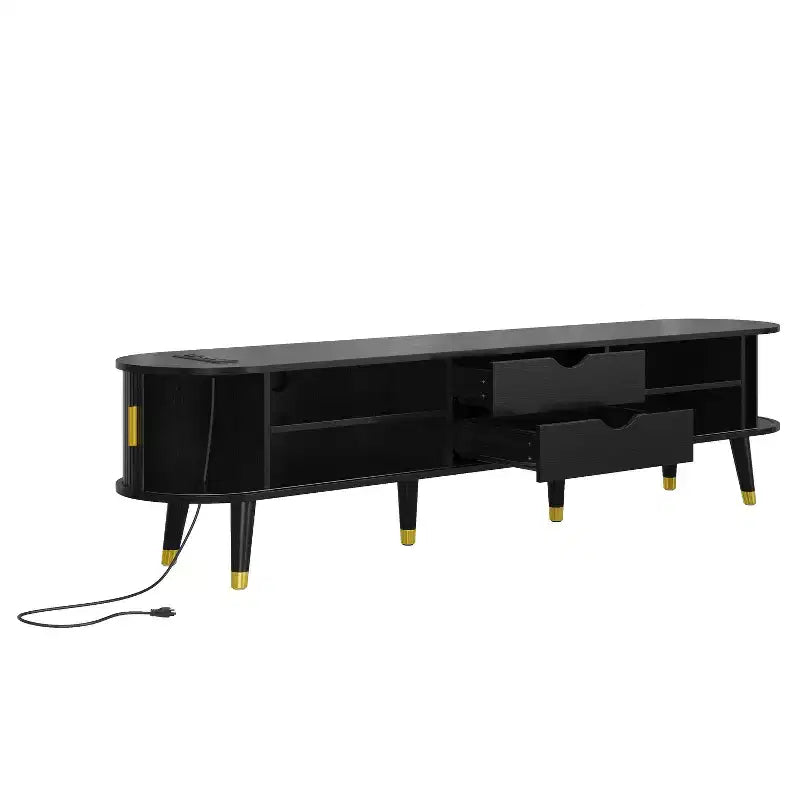 MDF TV Stand with Sliding Door and Charging Station for TVs up to 80"