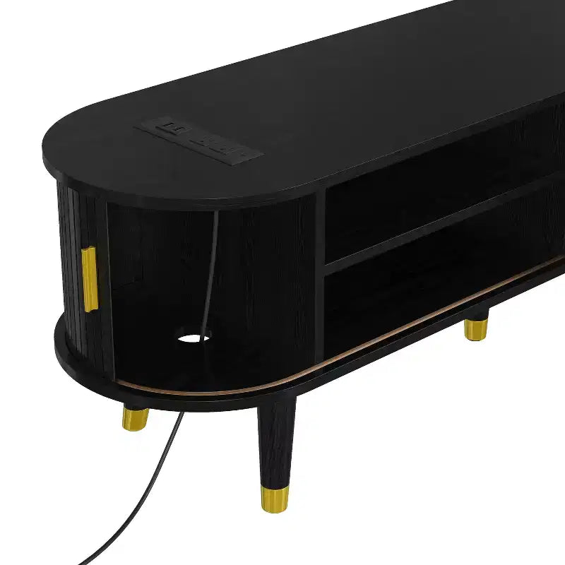 MDF TV Stand with Sliding Door and Charging Station for TVs up to 80"