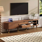 Meuble TV en MDF avec porte coulissante et station de charge pour téléviseurs jusqu'à 80 pouces