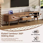 Meuble TV en MDF avec porte coulissante et station de charge pour téléviseurs jusqu'à 80 pouces