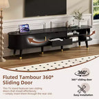 Meuble TV en MDF avec porte coulissante et station de charge pour téléviseurs jusqu'à 80 pouces