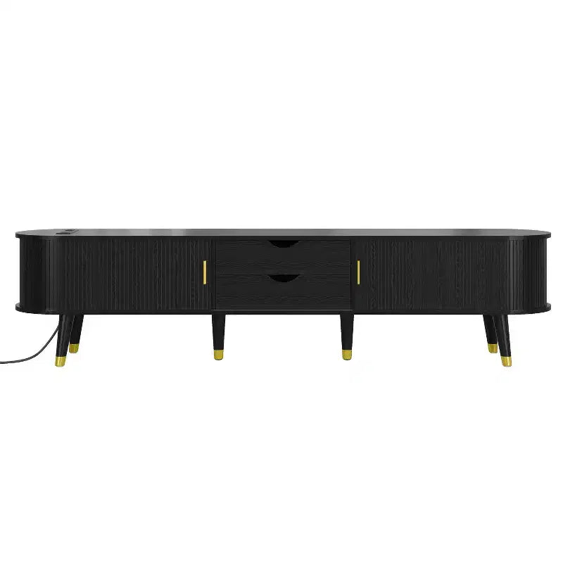 MDF TV Stand with Sliding Door and Charging Station for TVs up to 80"