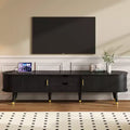ModernLuxe TV Stand&Coffee Table Set with Charging Station, Oval Media Console with Sliding Door for TVs up to 80, Mid-Century Farmhouse Center Table