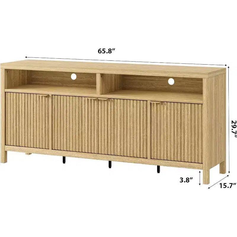 Particle Board 3-Shelf Slotted Storage Cabinet with Doors 65.8"H