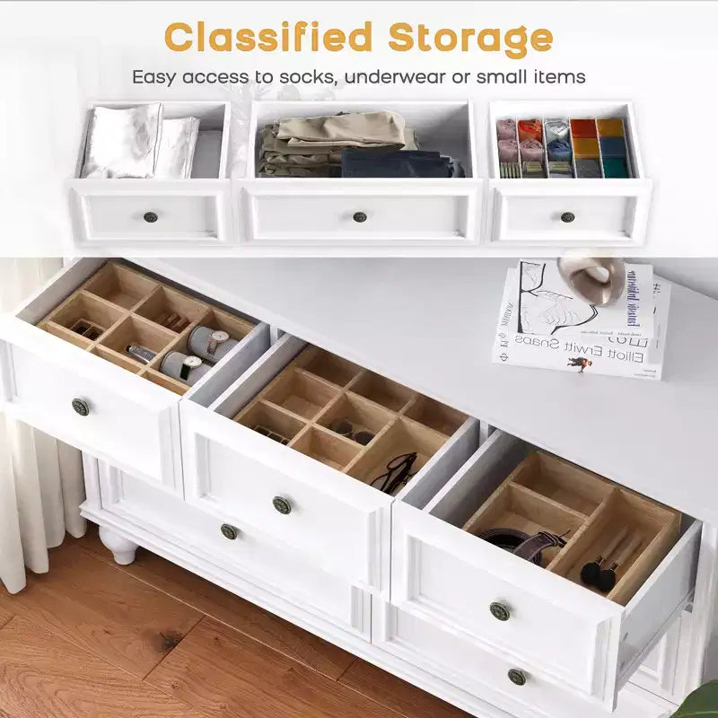 Solid Wood 7-Drawer Dresser Chest