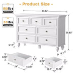 Commode en bois massif à 7 tiroirs