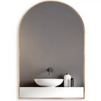 Gold Arched Bathroom Wall Mirror  Metal Frame