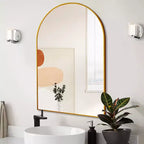 Miroir Mural Arqué en Alliage d'Aluminium Doré 20"L x 30"H