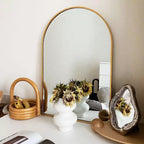Miroir Mural Arqué en Alliage d'Aluminium Doré 20"L x 30"H