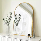 Miroir Mural Arqué en Alliage d'Aluminium Doré 20"L x 30"H