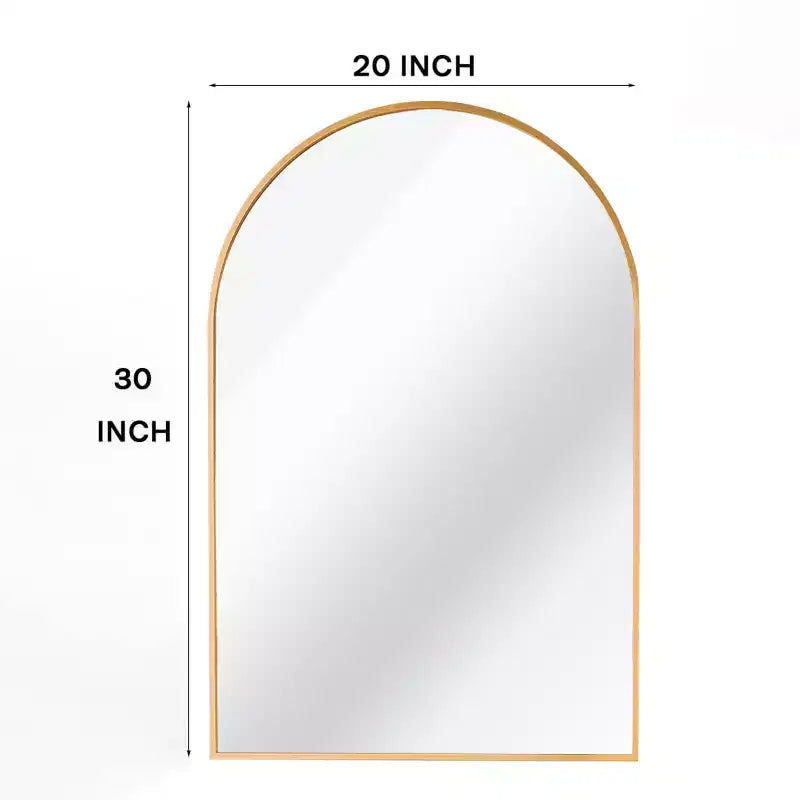Aluminum Alloy Arched Wall Mirror Gold 20"W x 30"H