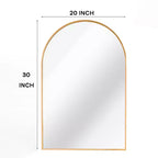 Miroir Mural Arqué en Alliage d'Aluminium Doré 20"L x 30"H