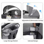 Parc portable 4 en 1 en polyester avec berceau, table à langer et auvent