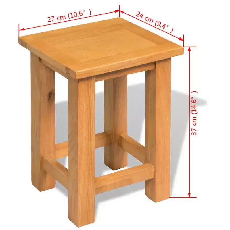Solid Oak Wood End Table 10.6"W x 9.4"D x 14.6"H