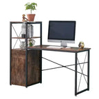 Bureau informatique en bois avec tiroir, armoire de rangement et étagère à livres