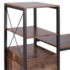 Bureau informatique en bois avec tiroir, armoire de rangement et étagère à livres