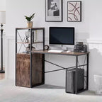 Bureau informatique en bois avec tiroir, armoire de rangement et étagère à livres