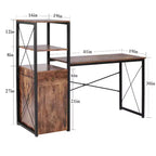 Bureau informatique en bois avec tiroir, armoire de rangement et étagère à livres
