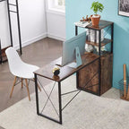 Bureau informatique en bois avec tiroir, armoire de rangement et étagère à livres