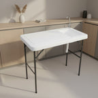 VINGLI Outdoor Folding Fish and Game Cleaning Table, Portable & Durable, Standard Garden Connection, Upgraded Drainage Hose, White